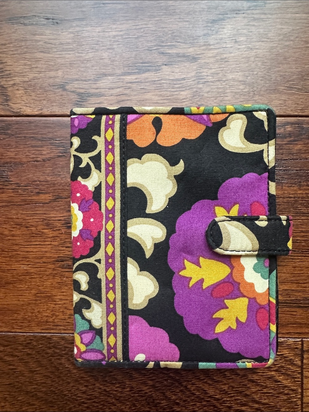 Vera Bradley Black Floral Snap passport holder